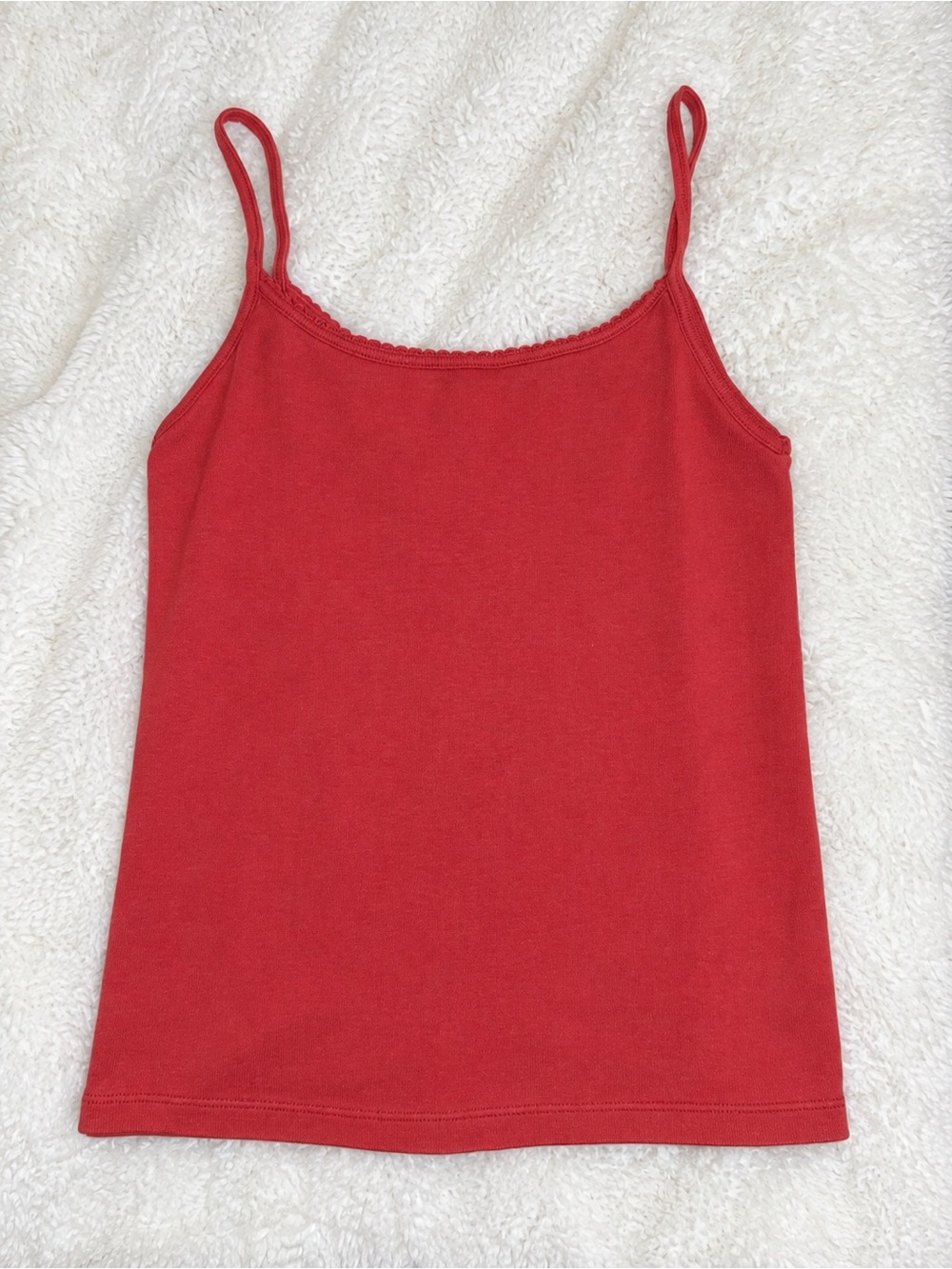 Brandy Melville Red Lace-Trim Spaghetti Strap Tank